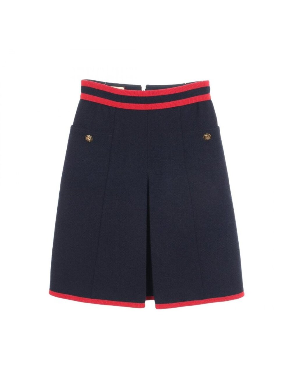 Gucci Skirt Cat Head Button Navy Wool